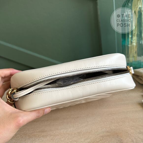 EUC Gucci Marmont Small Camera Bag White Gold HW Crossbody Bag - Picture 4 of 14